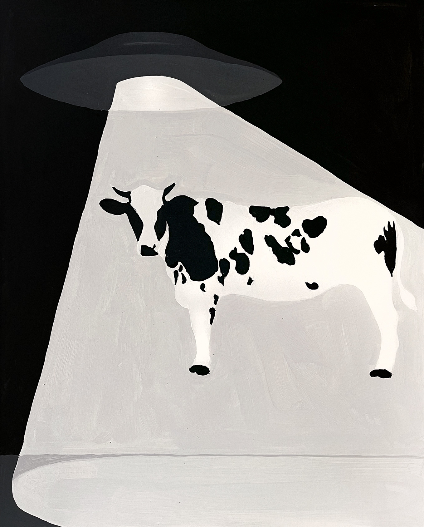ufo-cow-abduction-oil-painting-black-white-gray-by-paul-seaholm