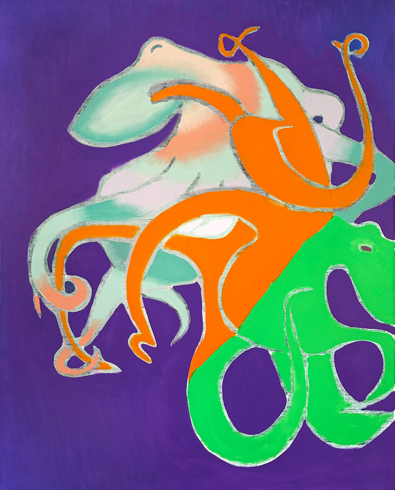 octopus-mating-fine-art-painting-purple-orange-green-pastels-by-paul-seaholm